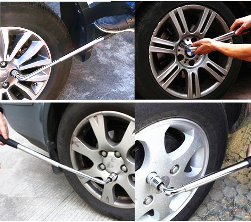 VIATOOLS 20" Universal Extended Lug Wrench 4 Way Heavy Duty Tire wrench Standard Sockets 17mm 19mm 21mm 23mm for Cross Wheel Wrench - Image 5